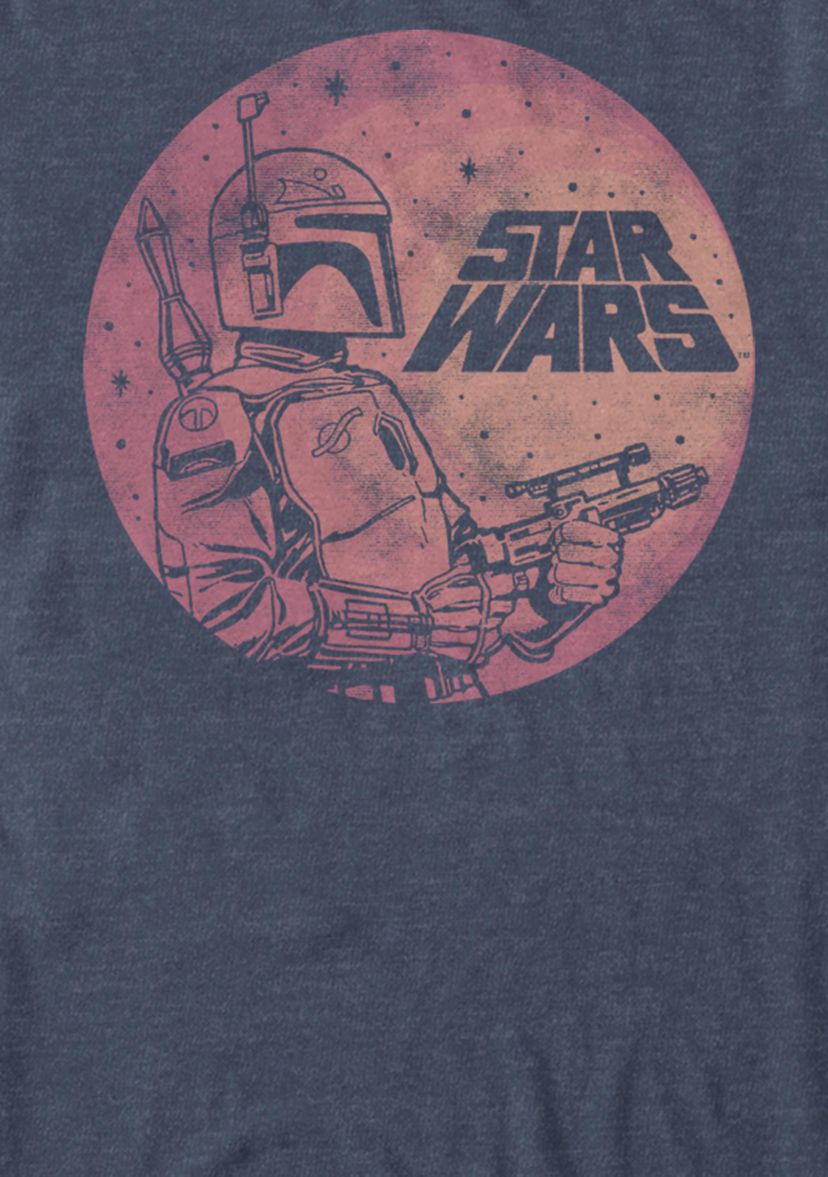 Distressed Boba Fett Galaxy Fill Short Sleeve Graphic T-Shirt