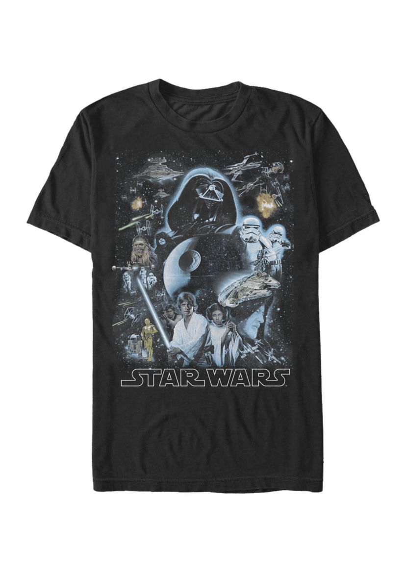 Big & Tall A New Hope Dark Galaxy Poster Short Sleeve Graphic  T-Shirt