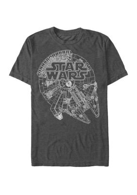 Star Wars Men's Big & Tall Millennium Falcon Line Art Short Sleeve T-Shirt