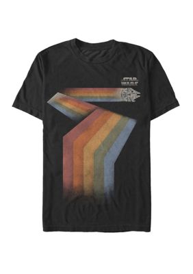 Star Wars Men's Rainbow Streamlining Millennium Falcon Short Sleeve T-Shirt