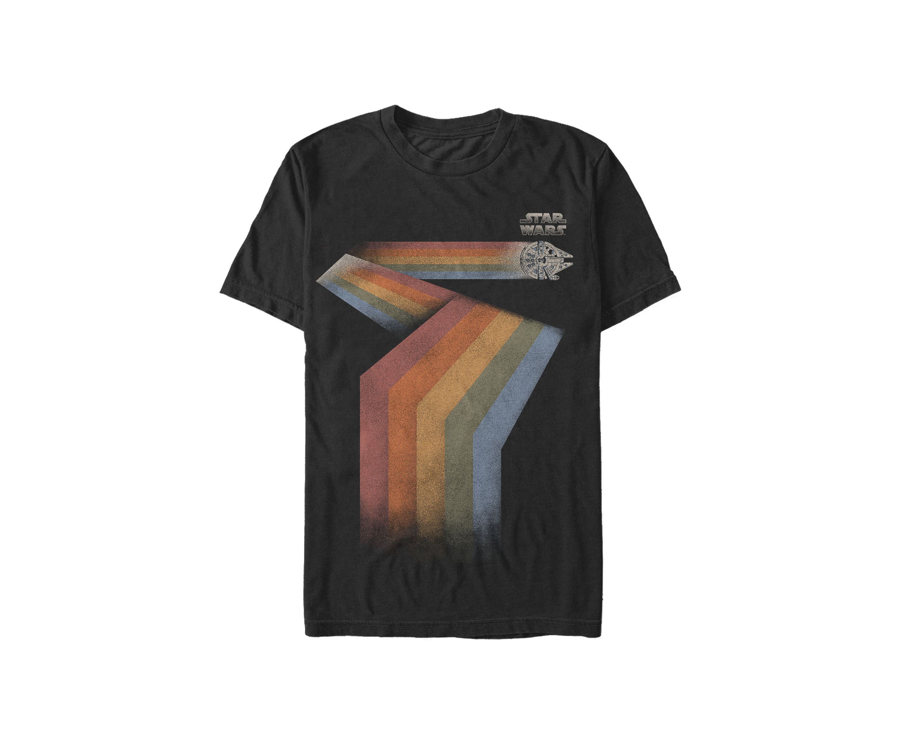 Rainbow Streamlining Millennium Falcon Short Sleeve T-Shirt 