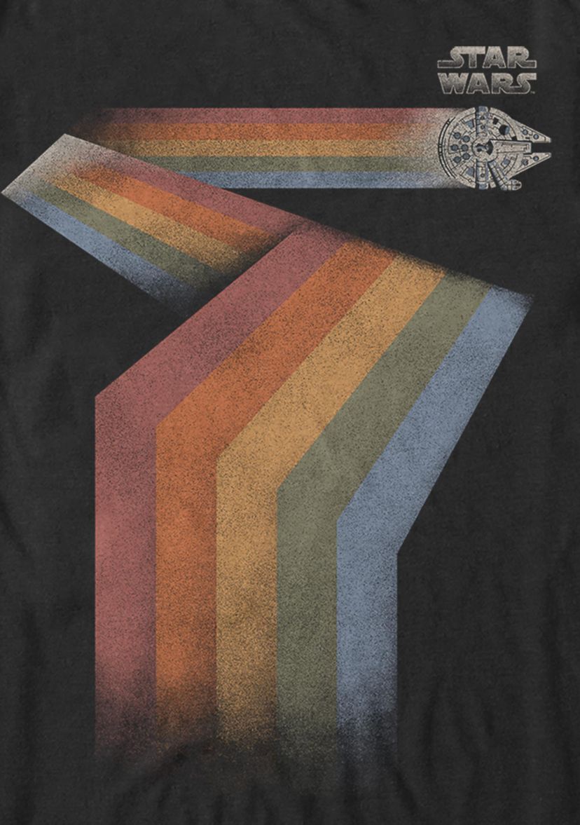 Rainbow Streamlining Millennium Falcon Short Sleeve T-Shirt 
