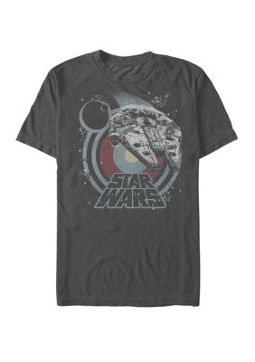 Star Wars Men's Death Star And Millennium Falcon Logo Short Sleeve Graphic T-Shirt