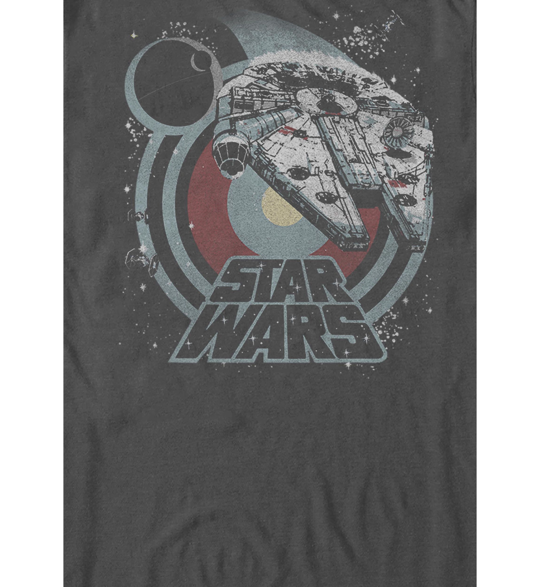 Death Star and Millennium Falcon Logo Short Sleeve Graphic T-Shirt 