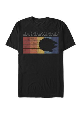 Star Wars Men's Big & Tall Rainbow Striped Millennium Falcon Silhouette Short Sleeve T-Shirt