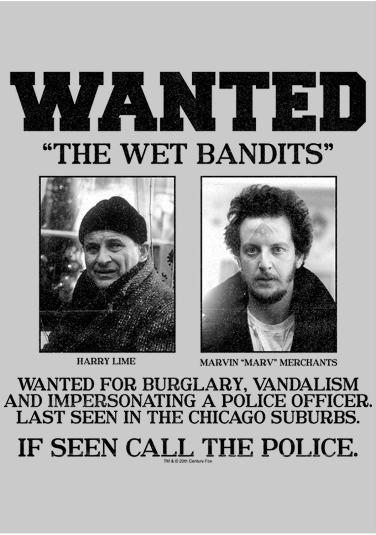 Home Alone Wet Bandits Wanted Poster Crew Fleece Graphic Sweatshirt