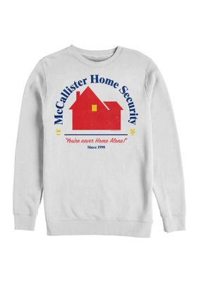Men's Home Alone Home Security Crew Fleece Graphic Sweatshirt, White, Medium