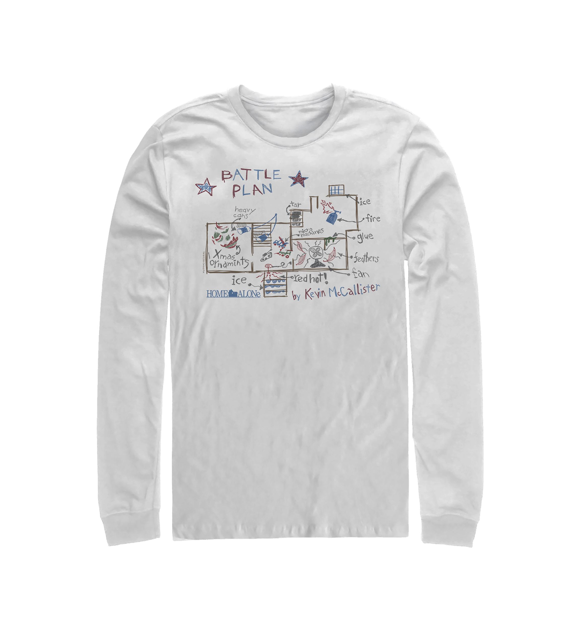 Home Alone Kevins Plan Long Sleeve Crew Graphic T-Shirt