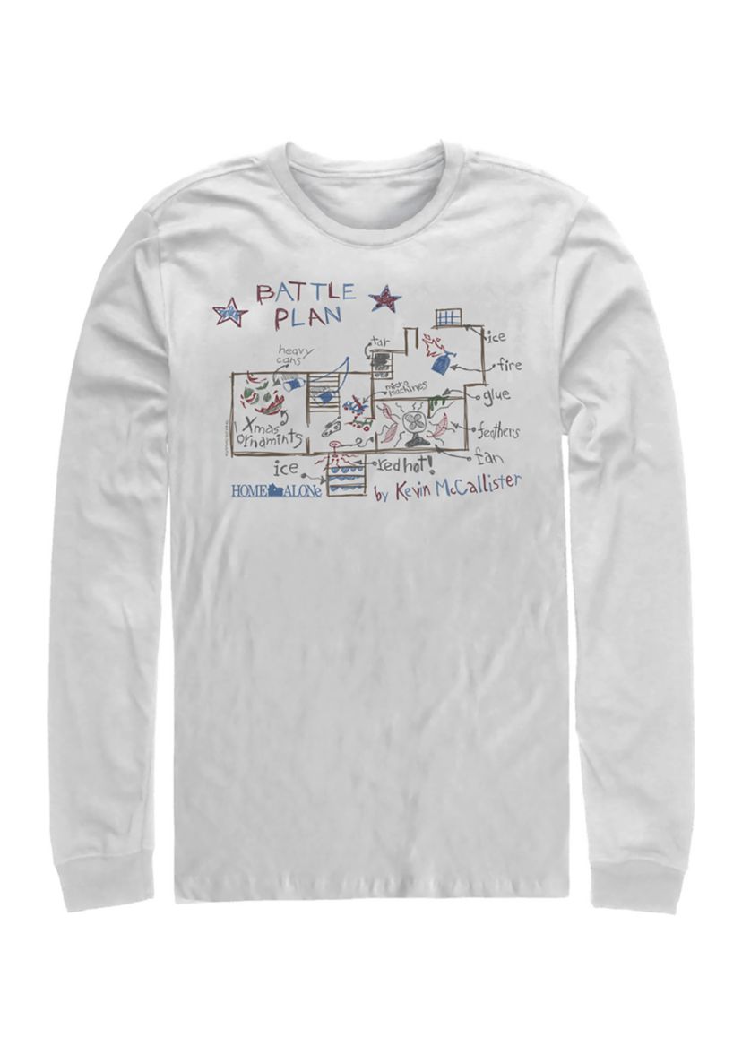 Home Alone Kevins Plan Long Sleeve Crew Graphic T-Shirt