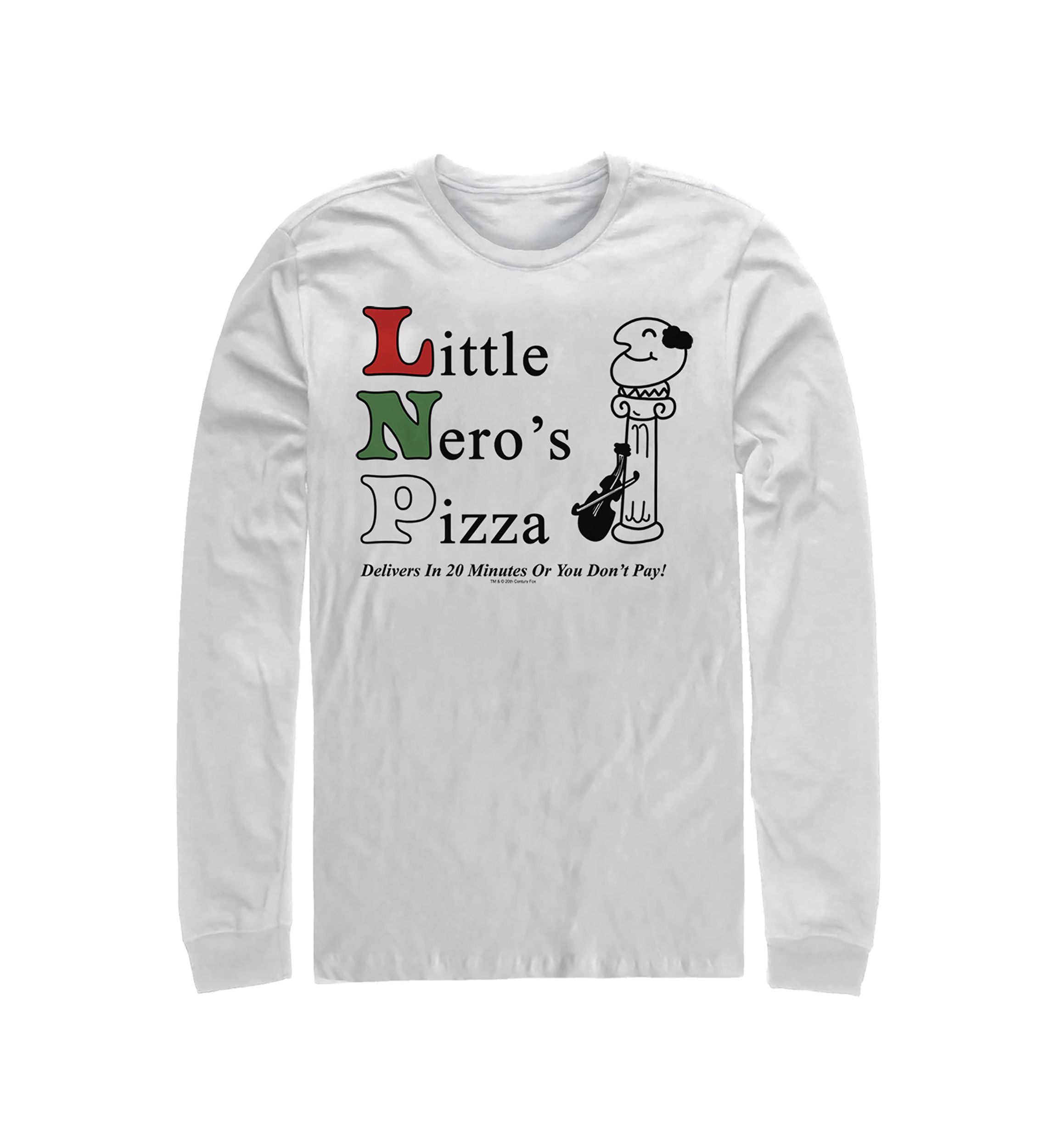 Home Alone Little Neros Pizza Long Sleeve Crew Graphic T-Shirt