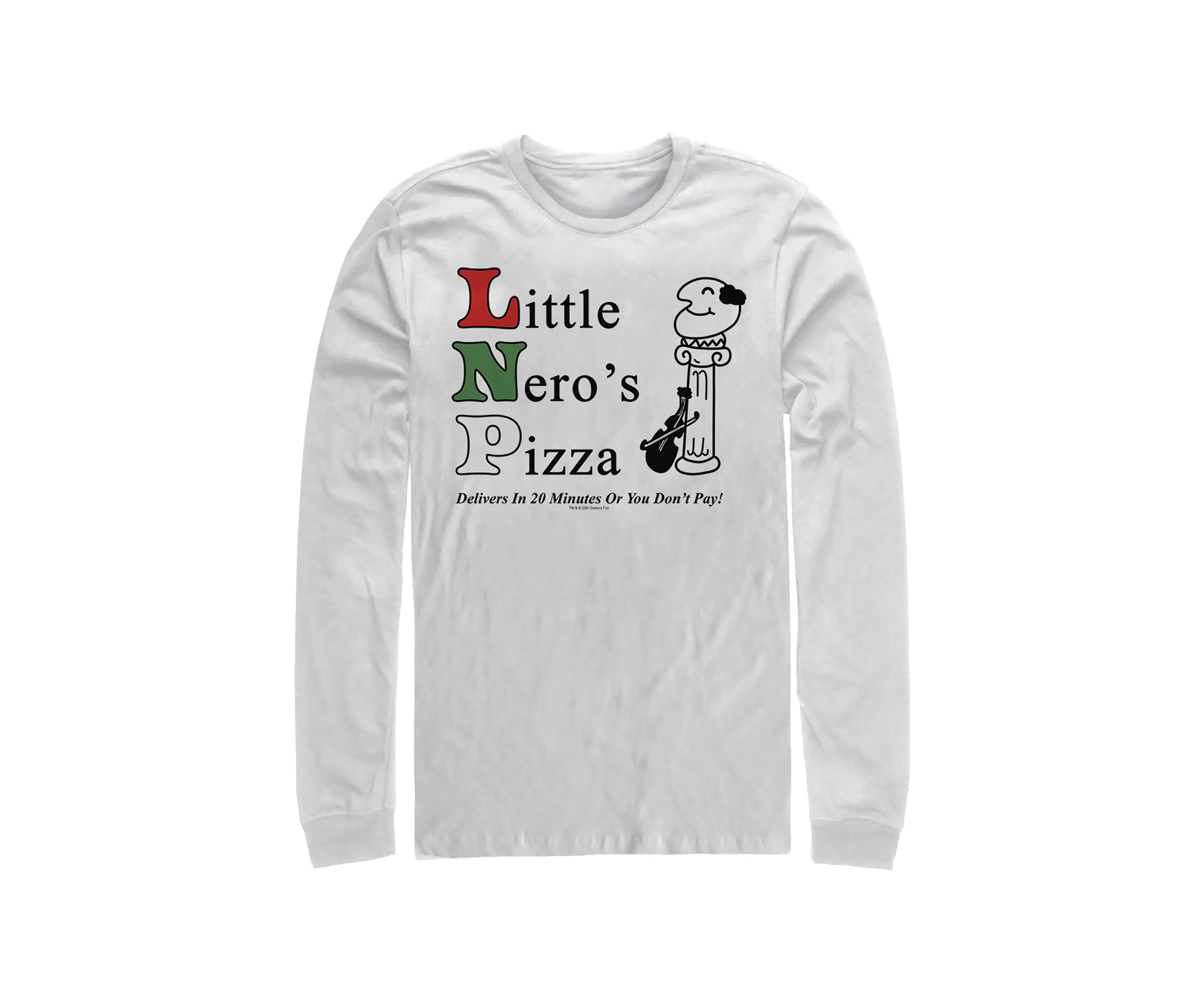 Home Alone Little Neros Pizza Long Sleeve Crew Graphic T-Shirt
