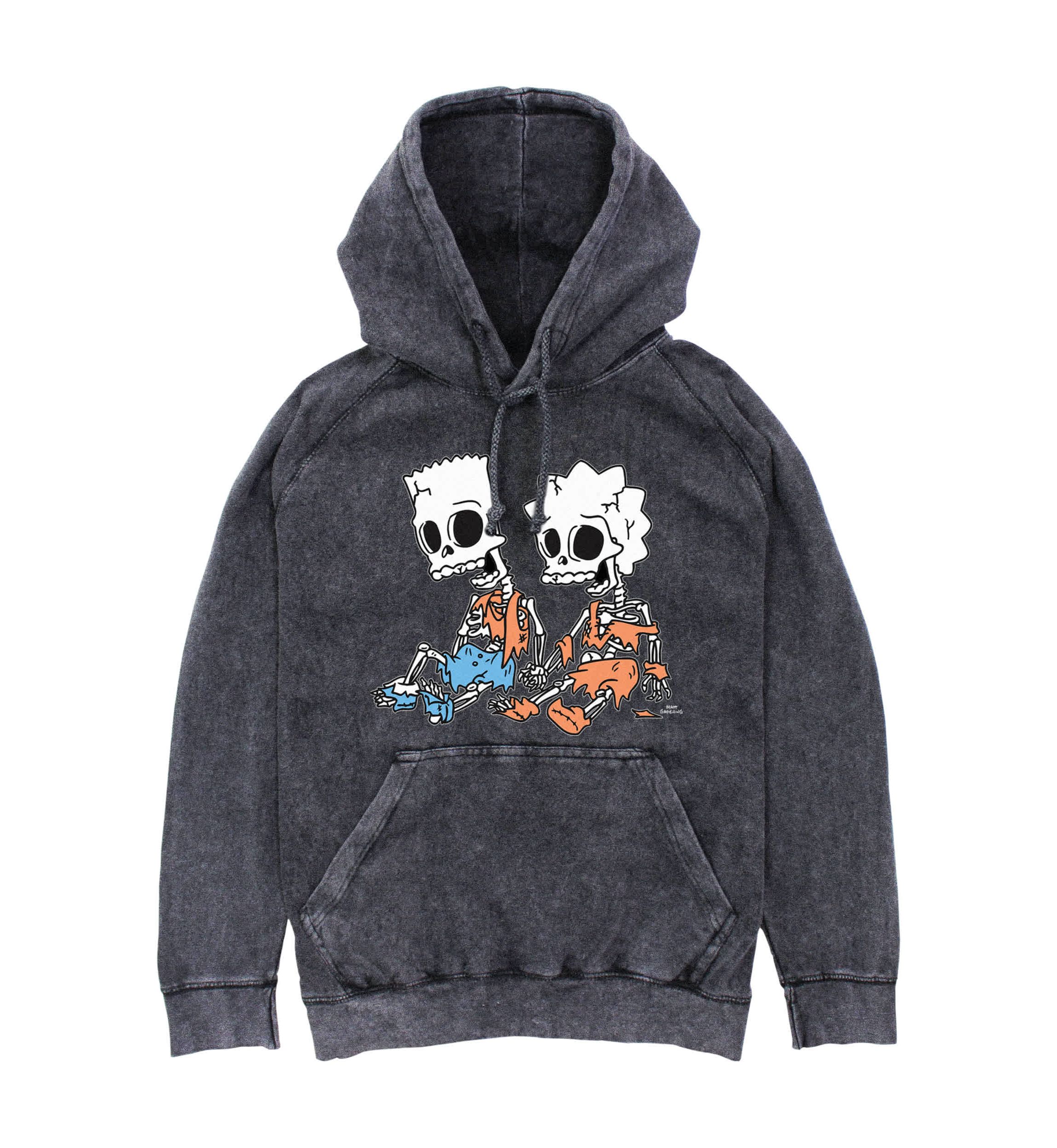 Skeleton Bart And Lisa Graphic Fleece Hoodie