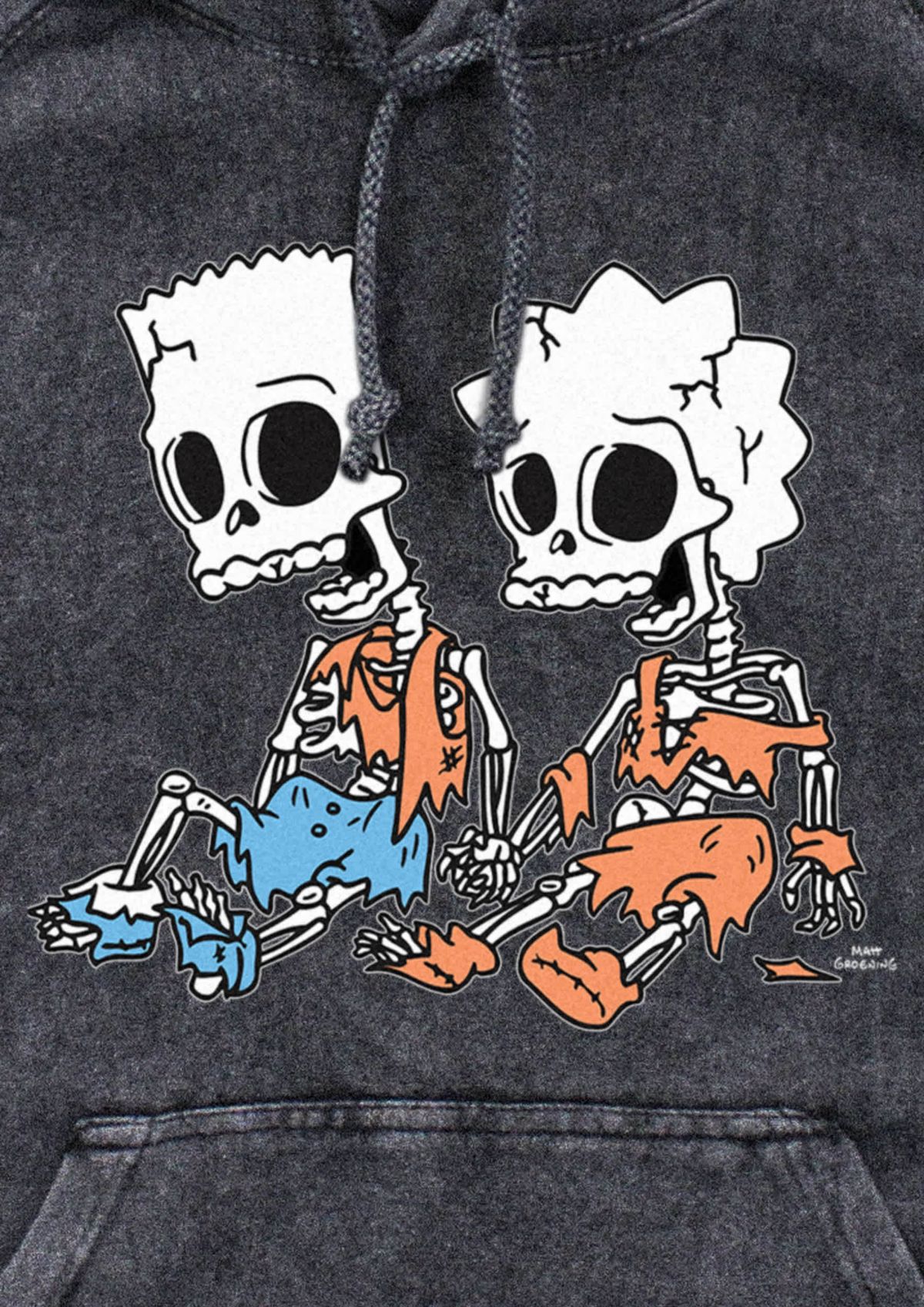 Skeleton Bart And Lisa Graphic Fleece Hoodie