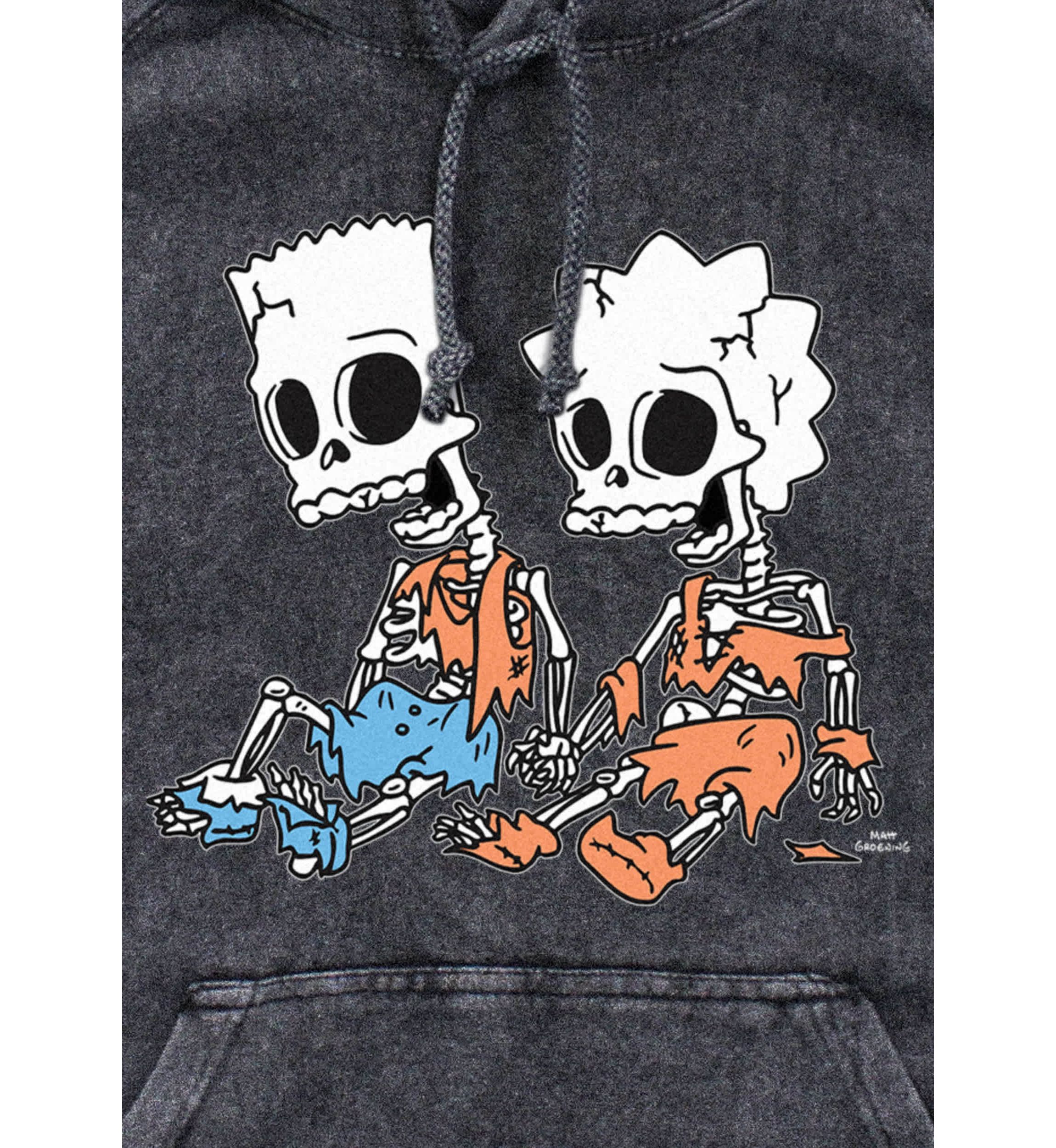 Skeleton Bart And Lisa Graphic Fleece Hoodie
