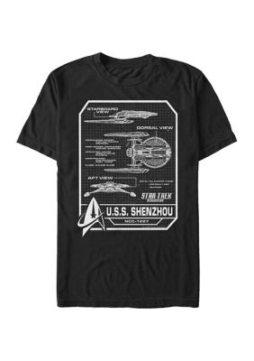 Star Trek Men's Uss Shenzhou Schematic Graphic T-Shirt, Black, Small -  0194747866033