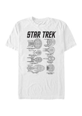 Star Trek Men's Ships of Trek Graphic T-Shirt, White, 3XL