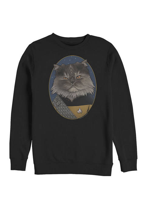 Worf Cat Graphic Crew Fleece Sweatshirt 