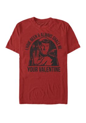 Star Trek Men's Spock Valentine Short Sleeve T-Shirt, Red, Small -  0194544273560