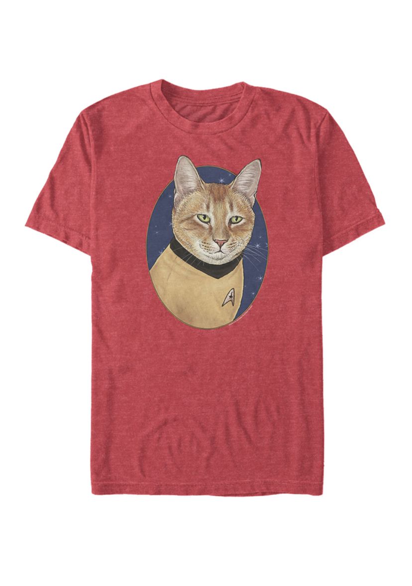 Cat Captain Kirk Short Sleeve T-Shirt