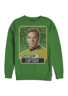 Star Trek Men's Junior's Lucky Captain Kirk Graphic Crew Fleece Sweater