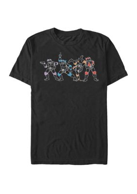 Nickelodeon Men's Big & Tall Teenage Mutant Ninja Turtles Neon Line Art Short Sleeve T-Shirt