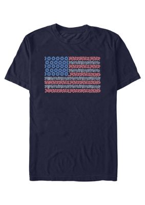 V-Line Men's Floral American Flag Graphic T-Shirt, Navy Blue, 3XL