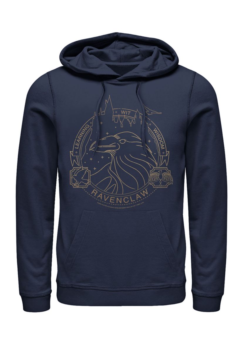 Harry Potter Ravenclaw Line Art Symbol Fleece Graphic Hoodie