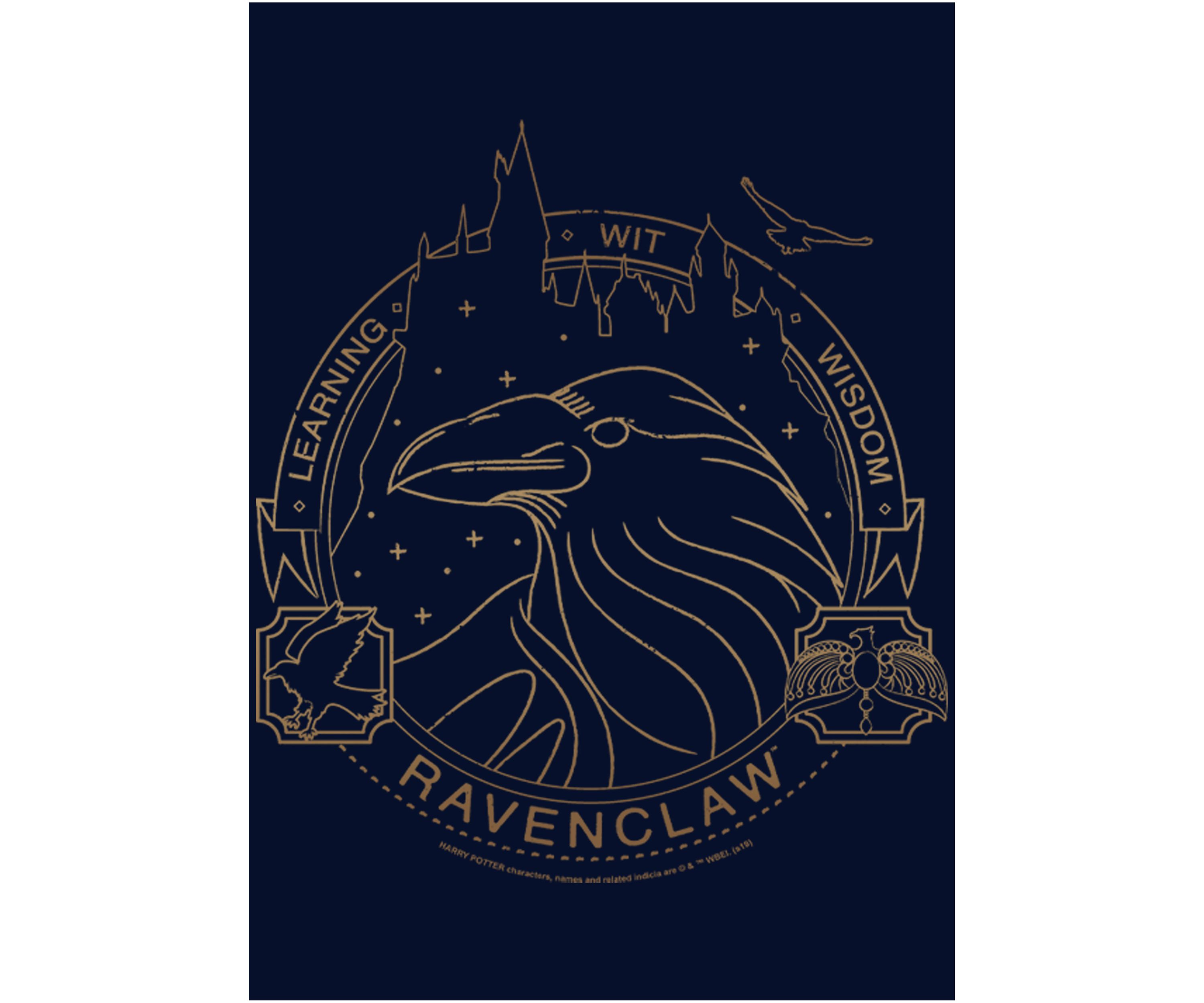 Harry Potter Ravenclaw Line Art Symbol Fleece Graphic Hoodie