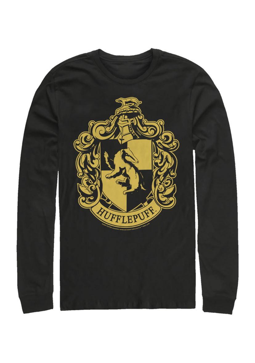 Harry Potter Simple Hufflepuff Long Sleeve Graphic Crew T-Shirt