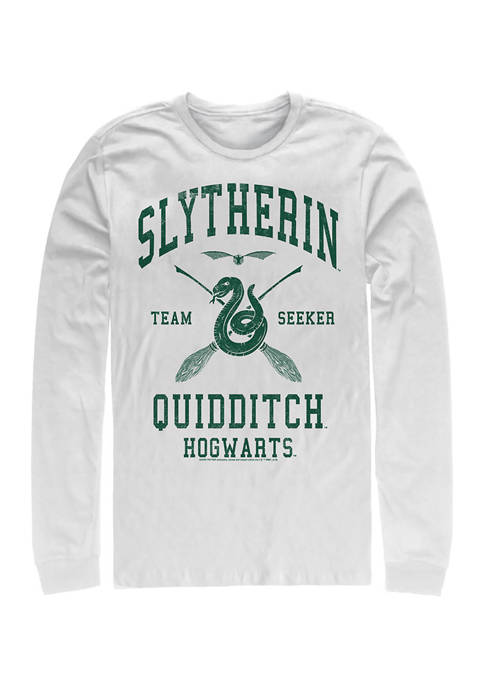  Harry Potter Slytherin Quidditch Seeker Long Sleeve Graphic Crew Graphic T-Shirt