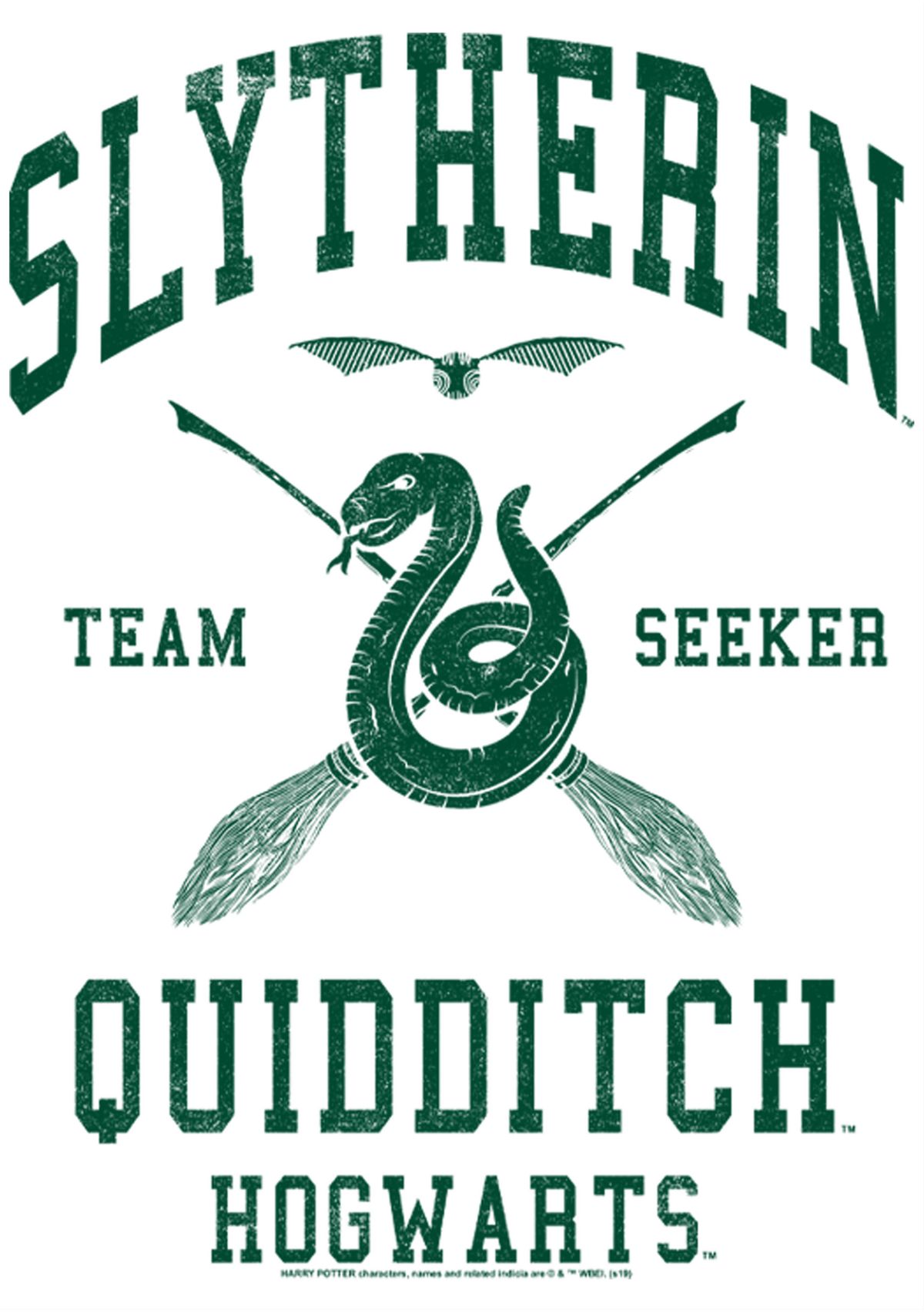  Harry Potter Slytherin Quidditch Seeker Long Sleeve Graphic Crew Graphic T-Shirt