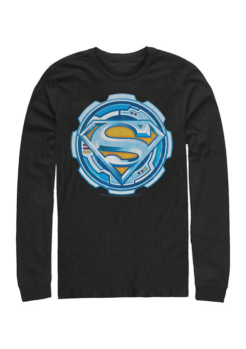 Superman Juniors Gear Logo Graphic Long Sleeve T-Shirt