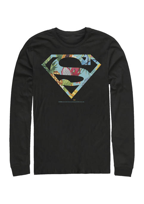 Superman Juniors Tropical Graphic Long Sleeve T-Shirt
