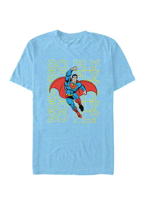 Superman Juniors So Fly Repeating Text Graphic T-Shirt