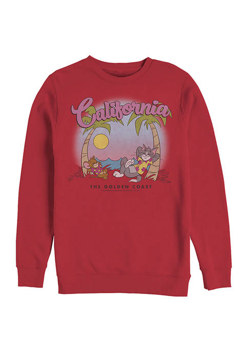 Tom and Jerry California Graphic Crew Fleece Sweatshirt