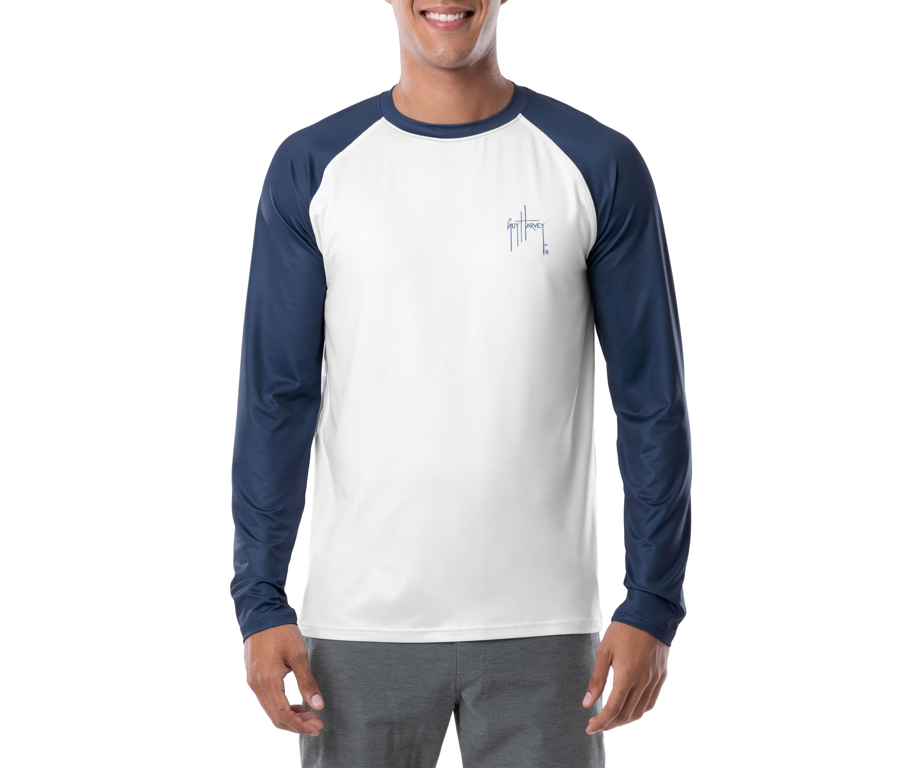 Mens Patriotic Yellowfin Tuna Color Blocked Long Sleeve Performance Graphic T-Shirt