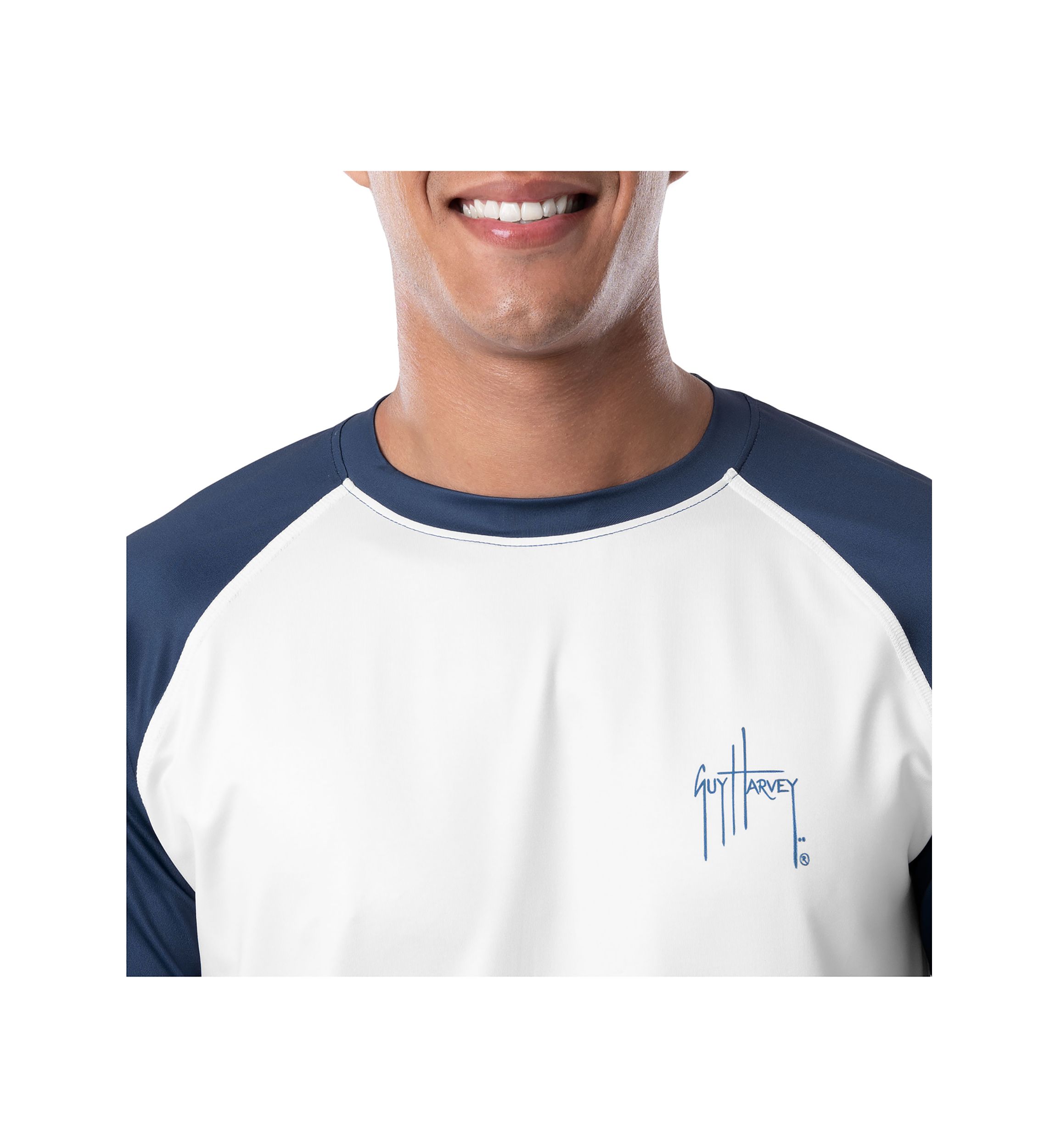Mens Patriotic Yellowfin Tuna Color Blocked Long Sleeve Performance Graphic T-Shirt