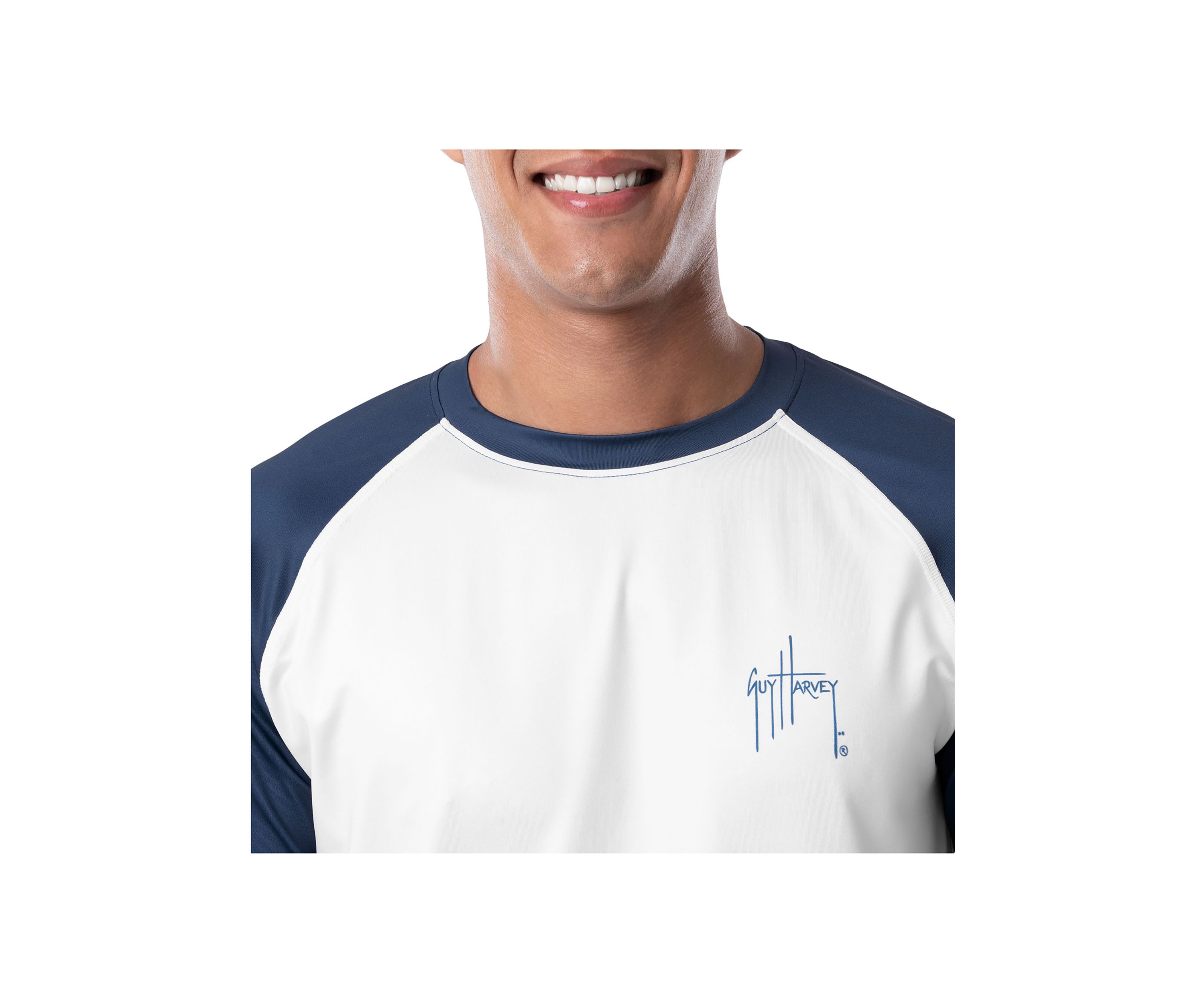 Mens Patriotic Yellowfin Tuna Color Blocked Long Sleeve Performance Graphic T-Shirt