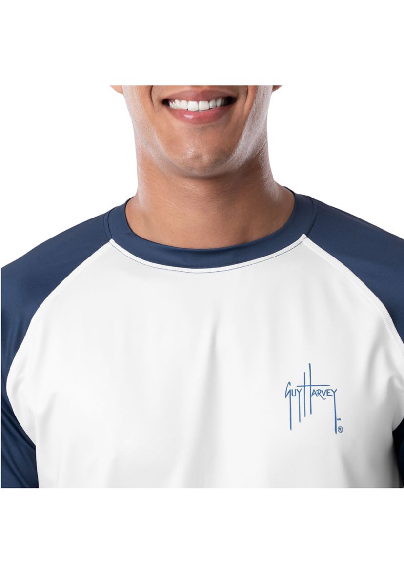 Mens Patriotic Yellowfin Tuna Color Blocked Long Sleeve Performance Graphic T-Shirt