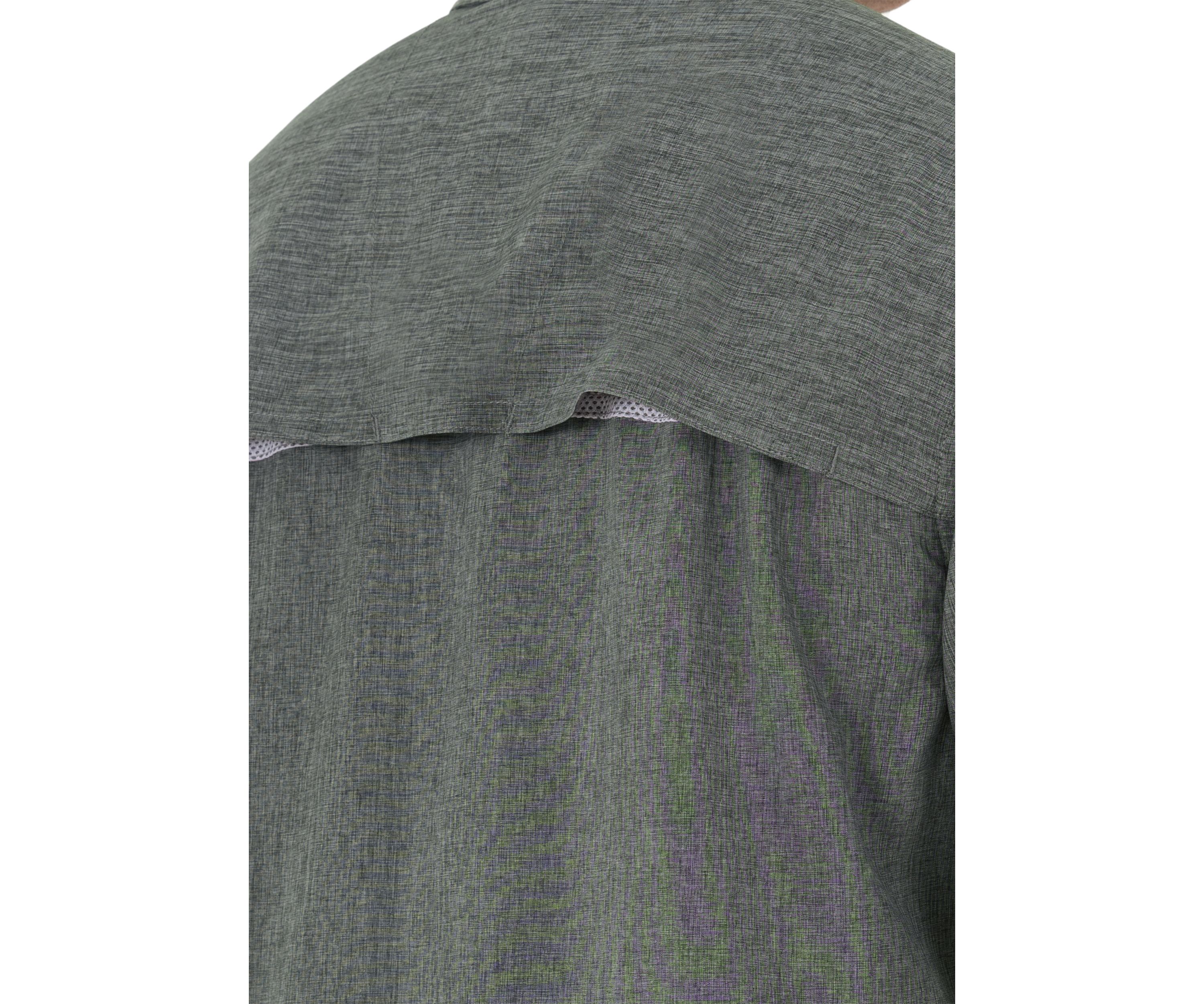 Mens Short Sleeve Cationic Heather Textured Fishing Shirt 