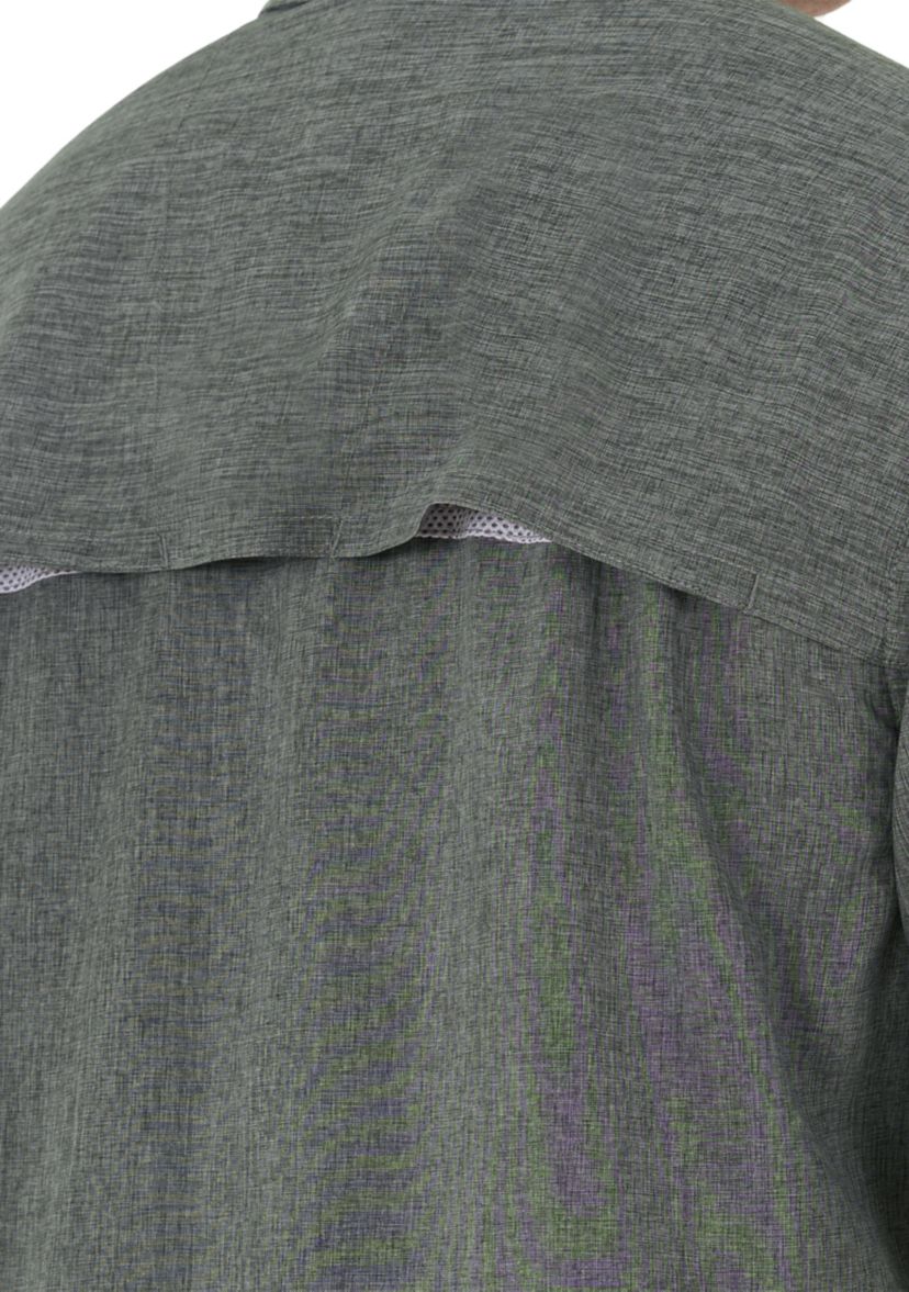 Mens Short Sleeve Cationic Heather Textured Fishing Shirt 