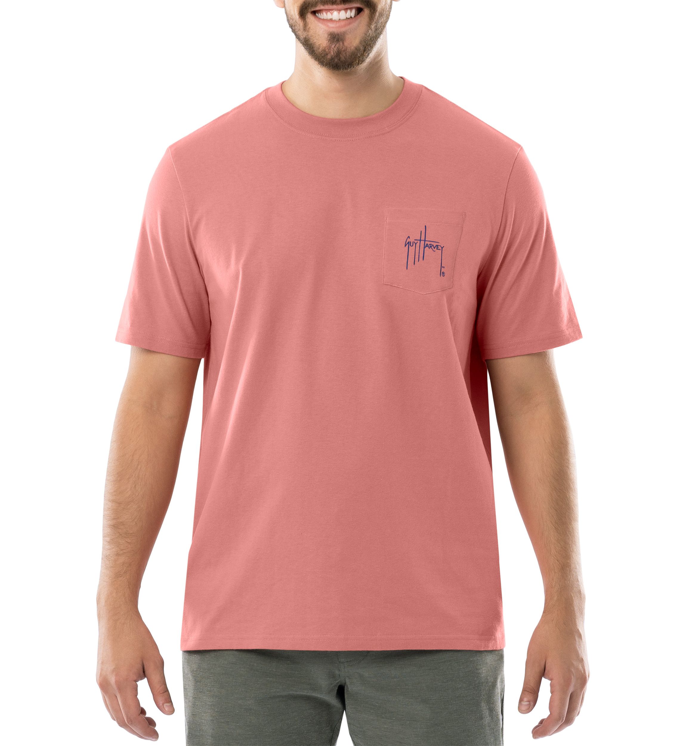 Mens Coral Stencil Short Sleeve Pocket T-Shirt