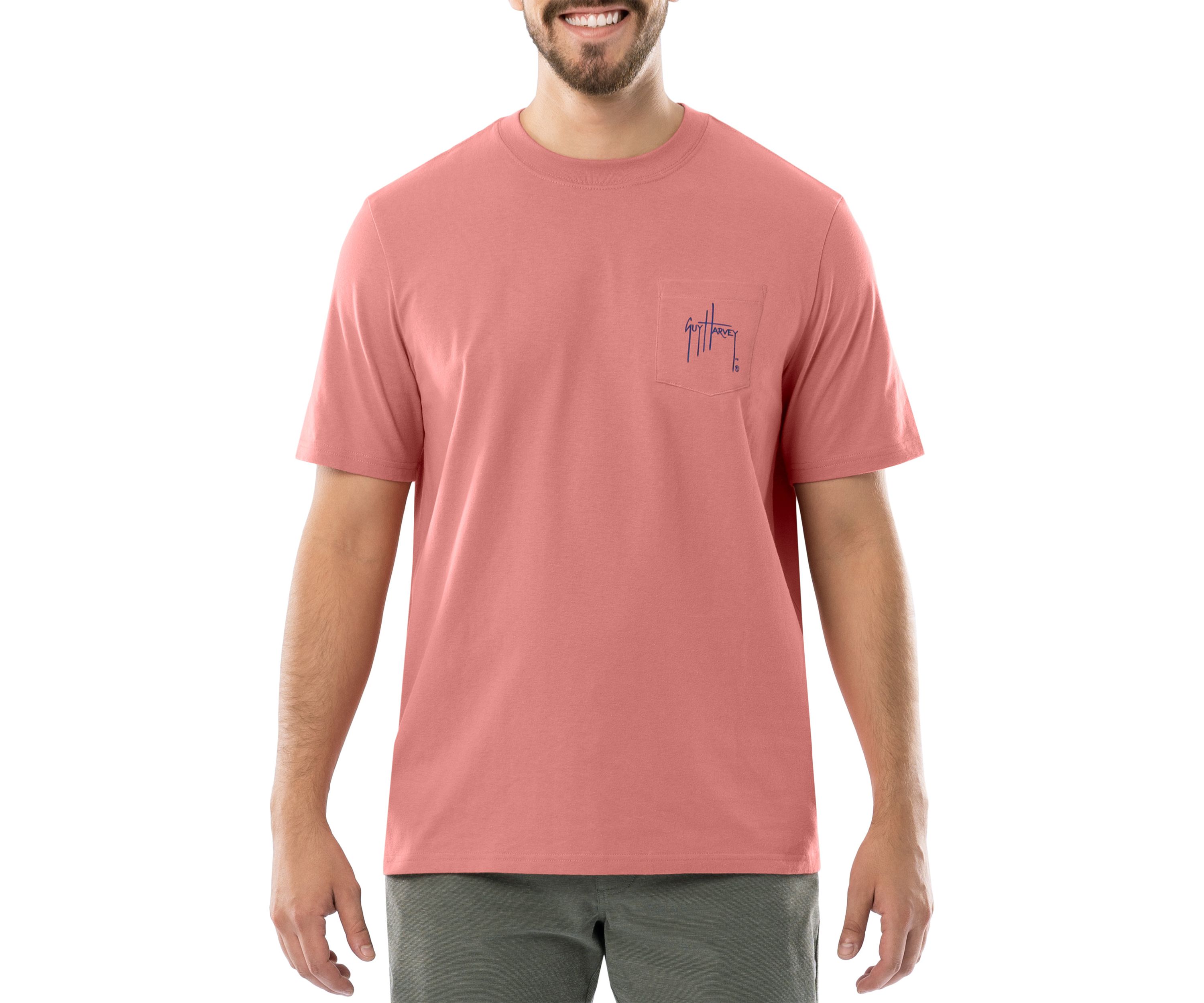 Mens Coral Stencil Short Sleeve Pocket T-Shirt