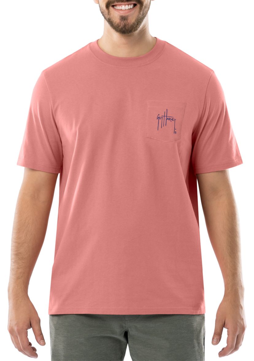 Mens Coral Stencil Short Sleeve Pocket T-Shirt