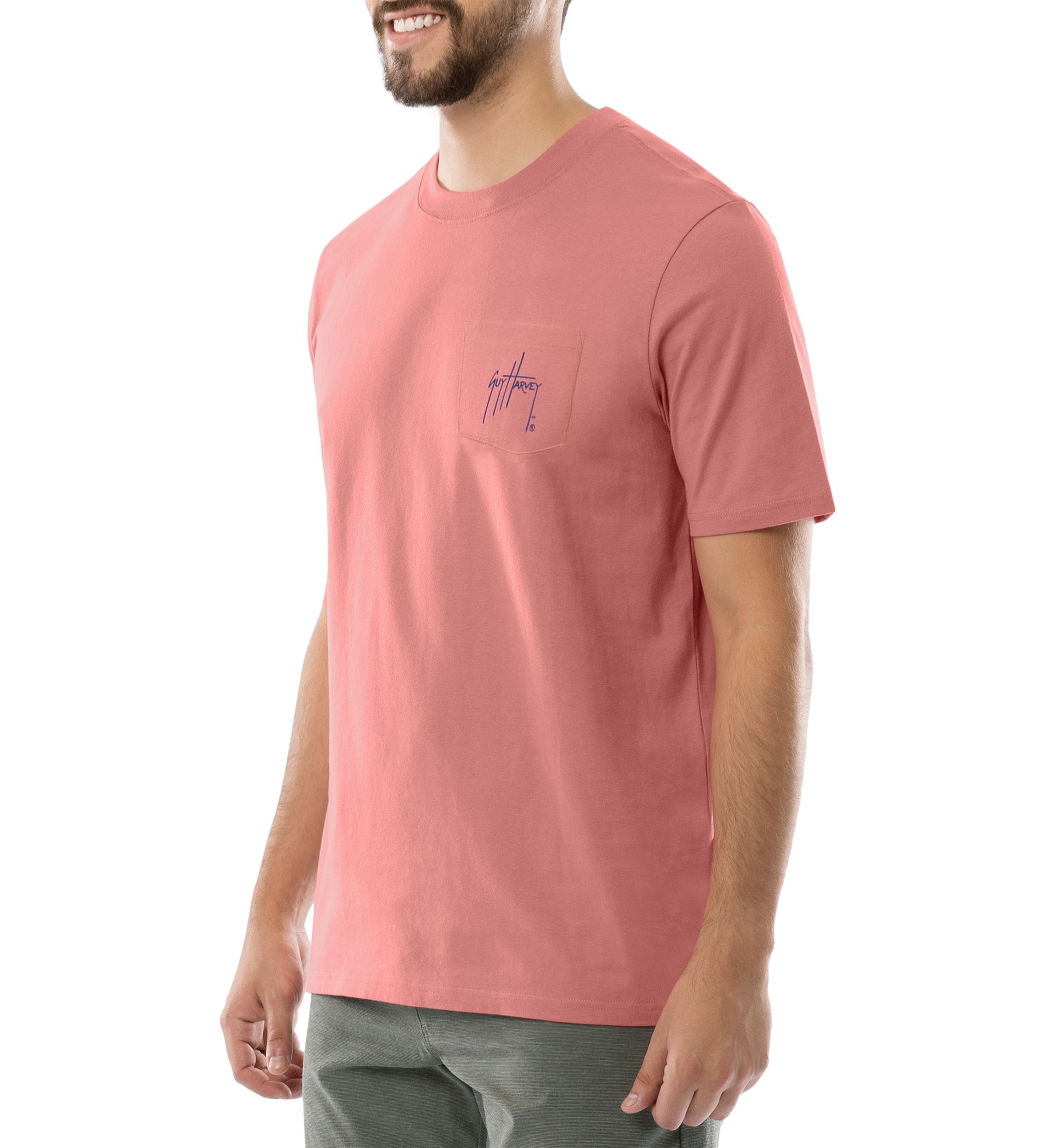 Mens Coral Stencil Short Sleeve Pocket T-Shirt