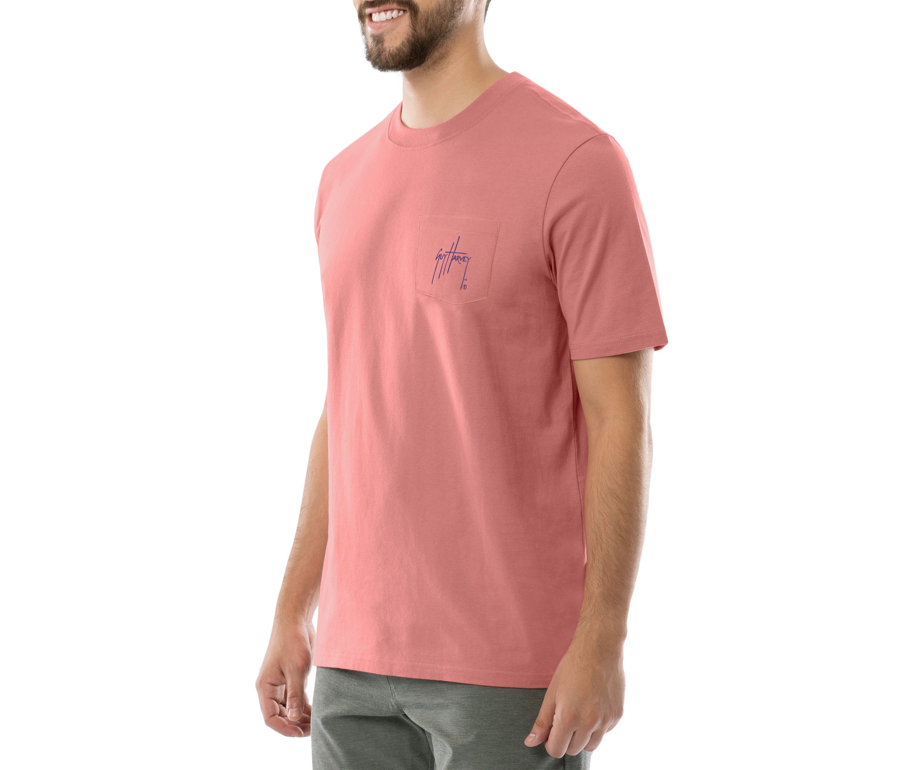 Mens Coral Stencil Short Sleeve Pocket T-Shirt