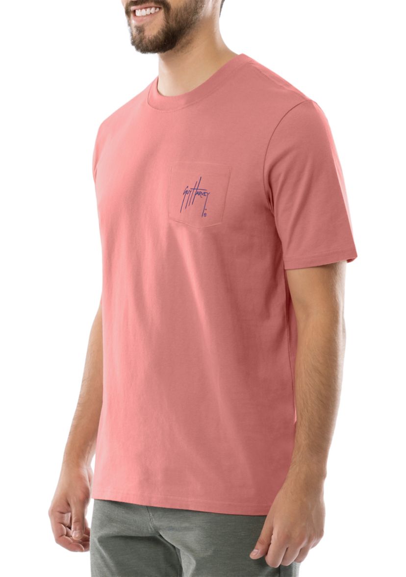 Mens Coral Stencil Short Sleeve Pocket T-Shirt