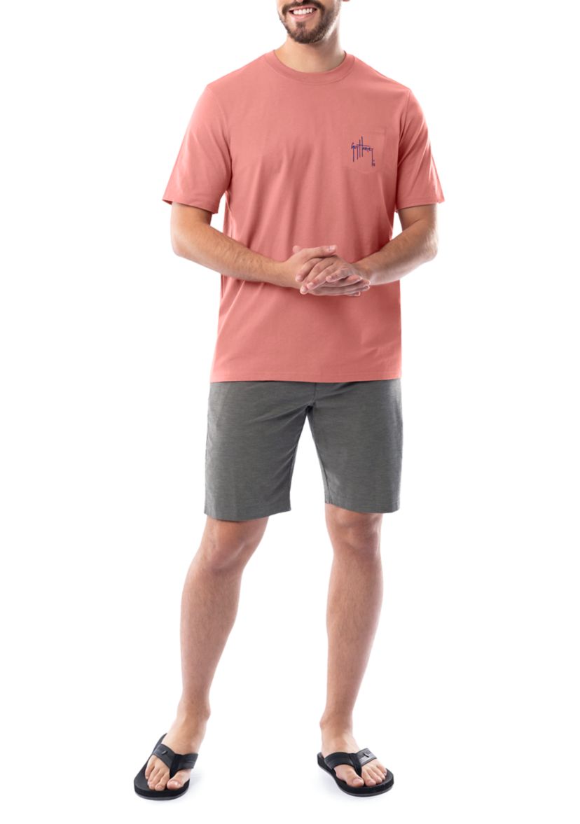Mens Coral Stencil Short Sleeve Pocket T-Shirt