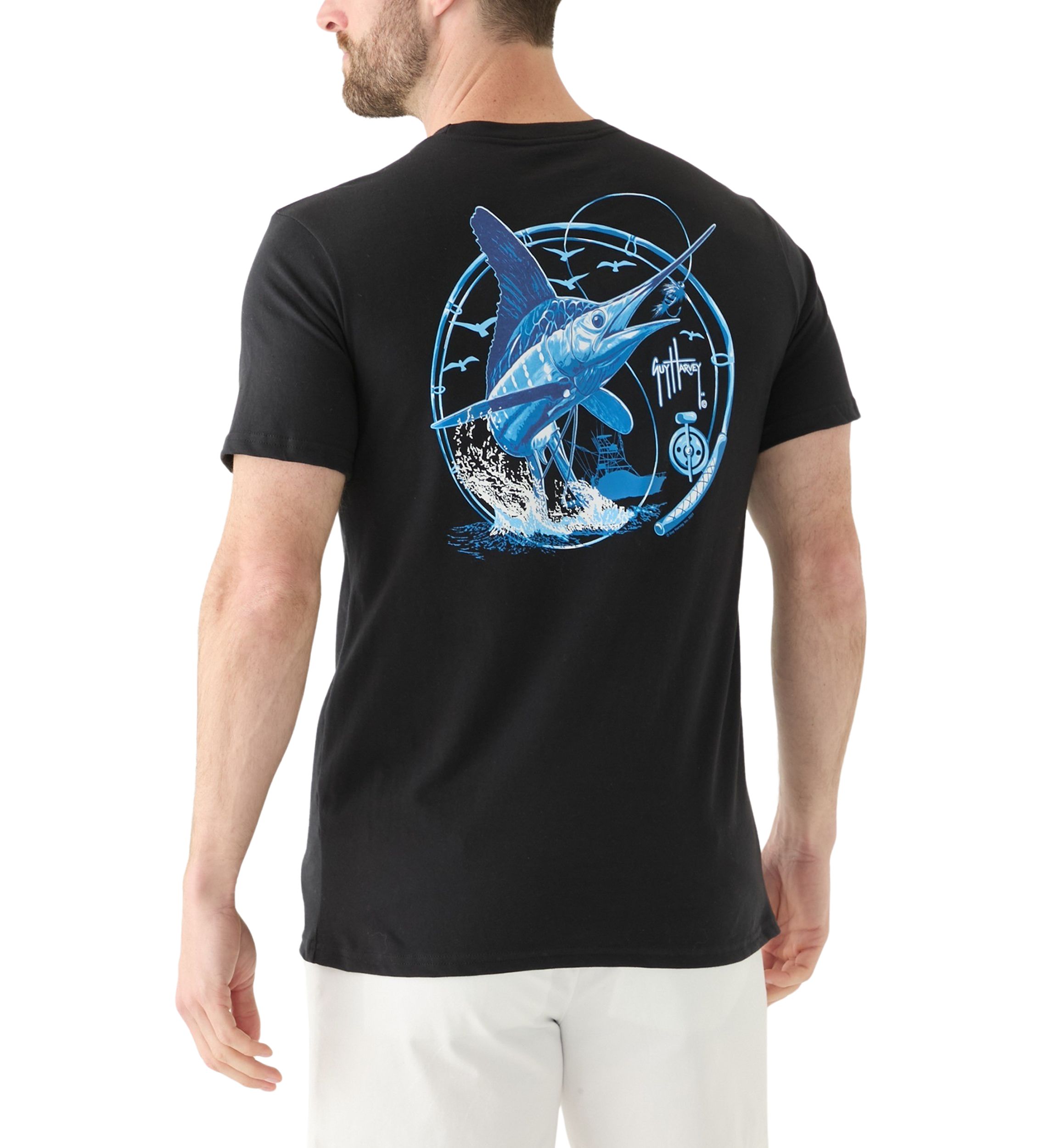 Mens White Night Short Sleeve Pocket Graphic T-Shirt