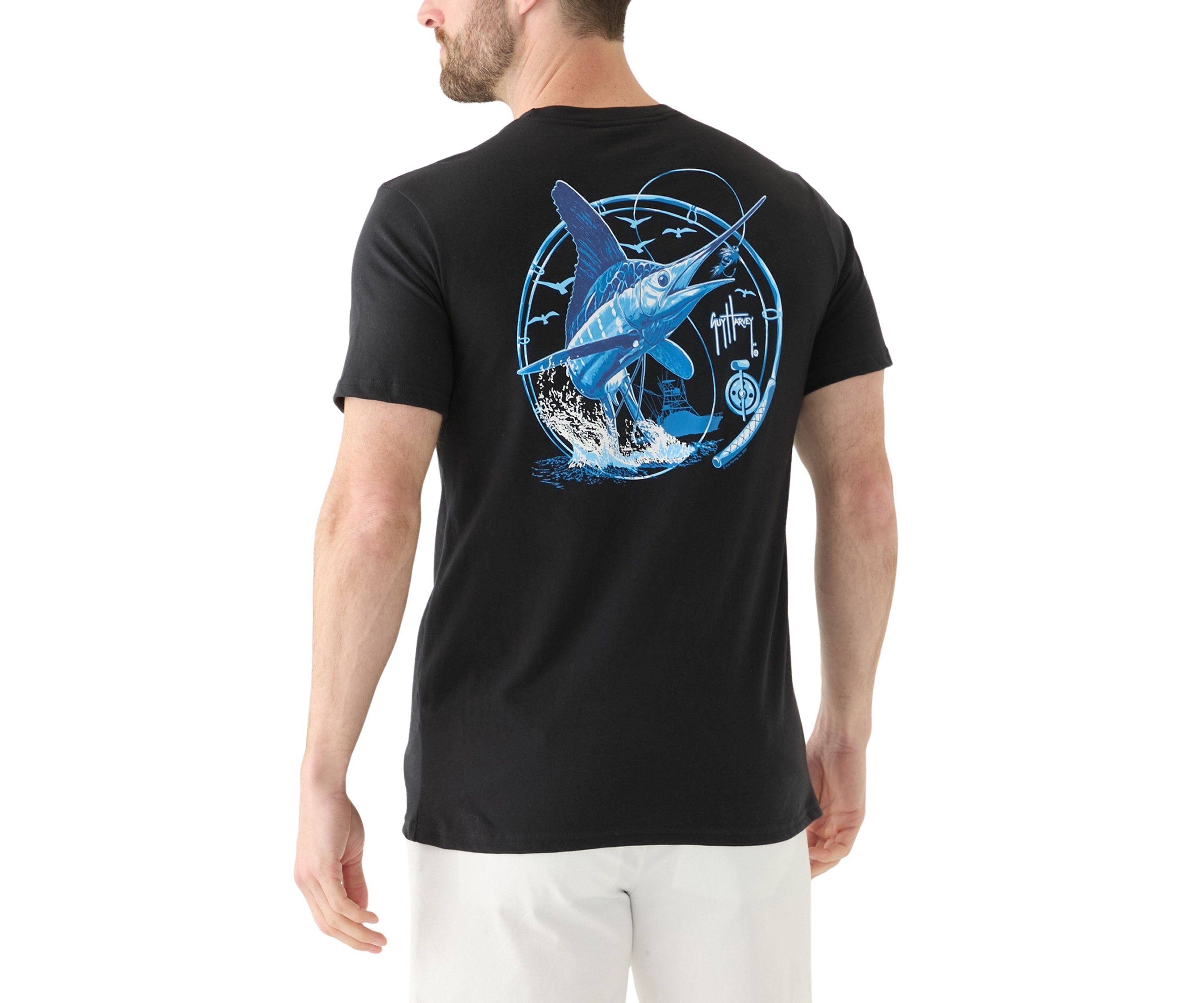 Mens White Night Short Sleeve Pocket Graphic T-Shirt